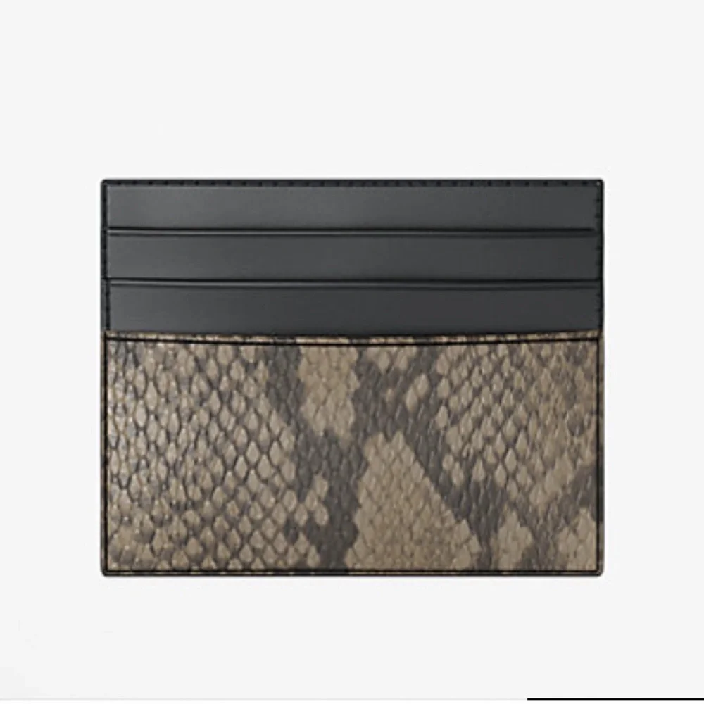 MICHAEL KORS Cyrus Snake Embossed Tall Card Case Driftwood NWT